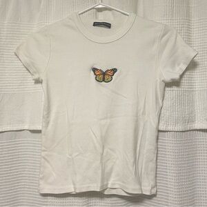 Brandy Melville White Butterfly Tee